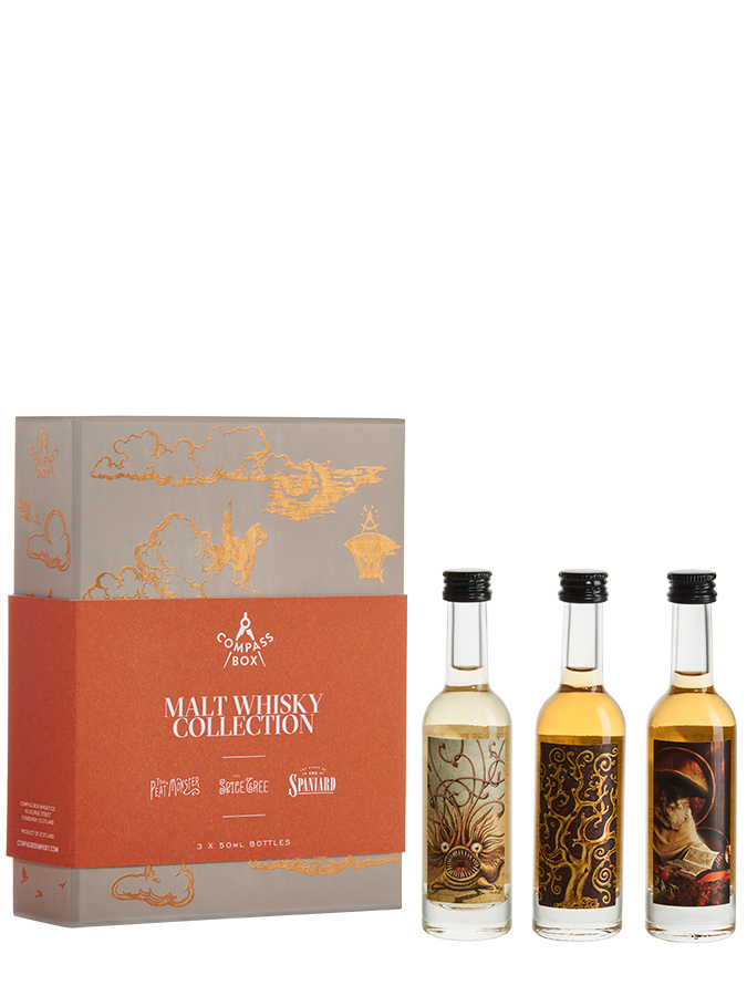 COMPASS BOX Coffret Malt Whisky 3x5cl Peat Monster, Spice Tree, The Spaniard 45% COMPASS BOX Coffret Malt Whisky 3x5cl Peat Monster, Spice Tree, The Spaniard 45%