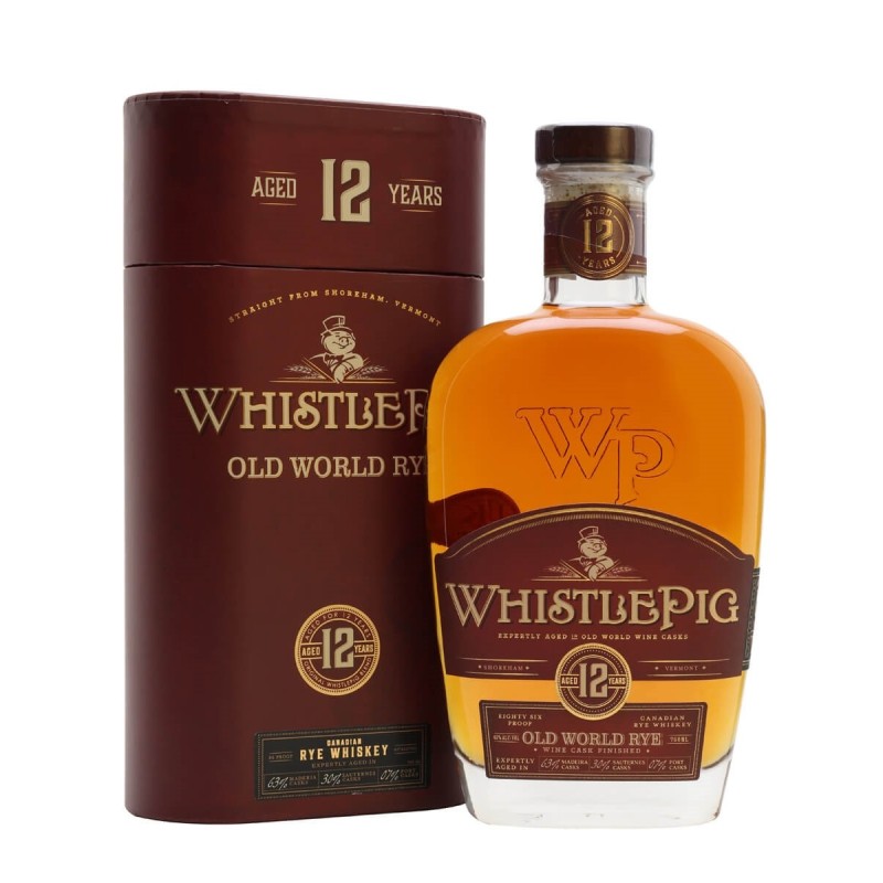 WHISTLE PIG 12 Ans Rye Whiskey Old World 43% (Avec étui)