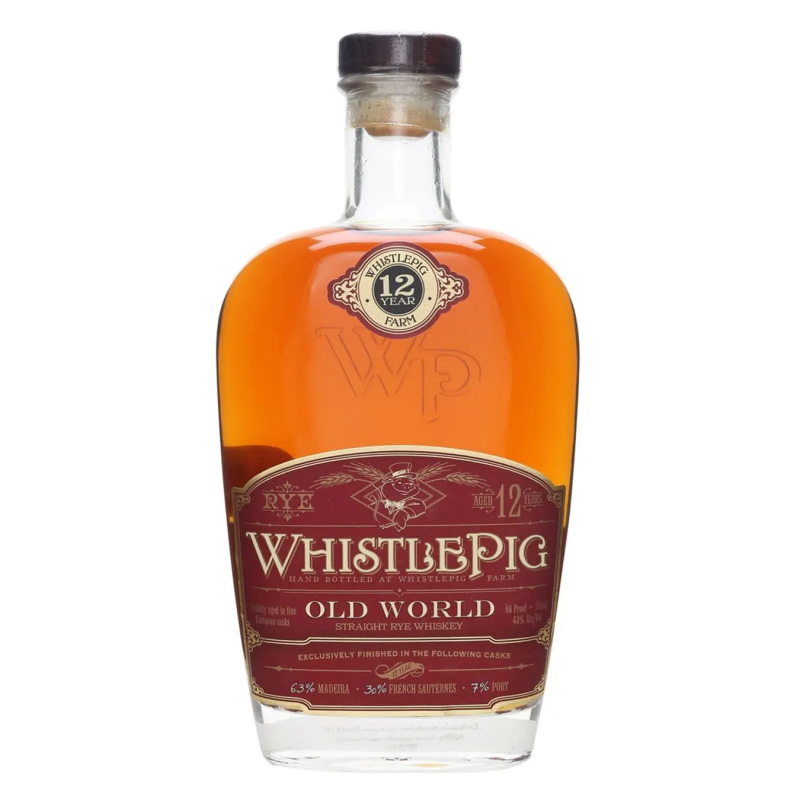 WHISTLE PIG 12 Ans Rye Whiskey Old World 43% (sans étui)
