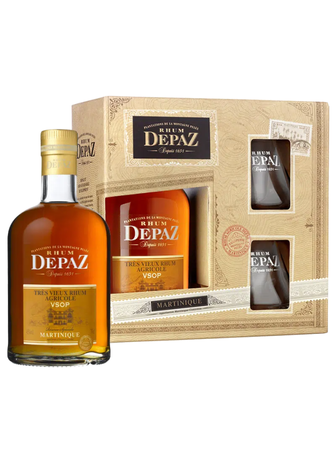 DEPAZ Vsop Special Reserve Box + 2 Glasses 45% DEPAZ Vsop Special Reserve Box + 2 Glasses 45%